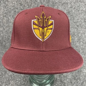 Arizona State Sun Devils Flex Fit Hat Maroon ASU Trident Embroidered NCAA Cap - Picture 1 of 5