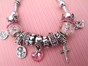 Neu AA Europäischer Stil Katholisch OL St. Medaillen Kristall Herz Religiös Armband #B - Bild 1 von 5