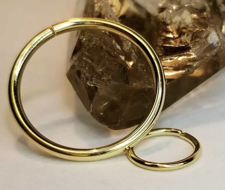 Anillo sin costuras de oro macizo amarillo de 14 k Tragus hélice caracola joyería corporal Foto 1 de 1