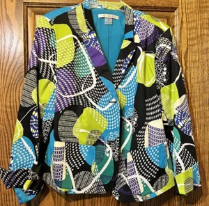 Peter Nygard Jacke mehrfarbig geometrisches Muster Größe 14p - Bild 1 von 4