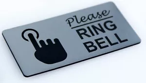 FLASH SALE PLEASE RING BELL SIGN DOOR LASER ENGRAVED SIGN 95MM X 45MM - Picture 1 of 22