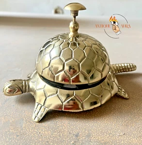 Table Desk Bell Antique Vintage Brass Hotel Service Tortoise Reception Counter - Picture 1 of 8