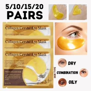 5/10/20 Pair  Under Eye Crystal Collagen Gel Pad  Face Mask Anti Aging Wrinkle - Picture 1 of 9