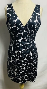 Donna Ricco Petite Dress Womens 8P Black White Floral Fit & Flare Lined - Picture 1 of 4