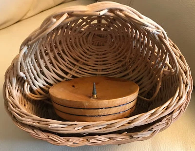 3 kleine Körbchen Korbwaren oval und rund ca. Ø 15-20 + 8-9,5cm hoch Kerzenständ - Bild 1 von 4