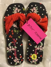 betsey johnson rose flower wood clog sandals