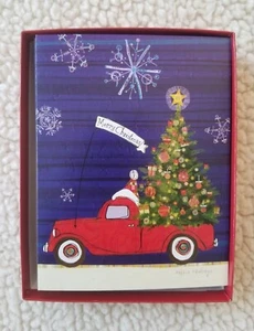 Red Pickup Christmas Cards by Leanin' Tree New Box of 12 Plus Envelopes - Picture 1 of 6
