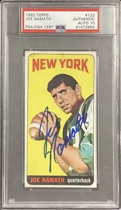 Joe Namath Signed 1965 Topps #122 Rookie Card New York Jets HOF PSA/DNA Auto 10 - Picture 1 of 7