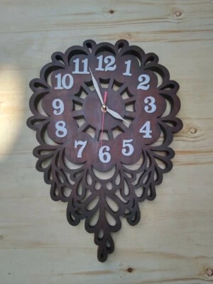Handcrafted Modern home décor Wooden Vintage Wall Clock- Non Ticking 12  battery - Image 1 of 3