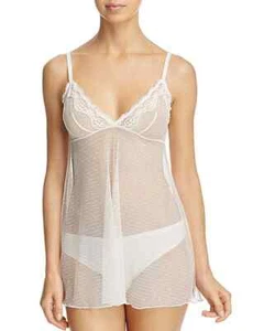 Heidi by Heidi Klum Dotted-Mesh Babydoll Ivory Pristine Medium - Picture 1 of 2