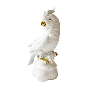 Cacatúa de porcelana alemana vintage Turingia cerámica blanca pintada de oro - Imagen 1 de 24