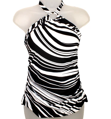Camiseta Tankini Bleu Rod Beattie New Wave para Mujer Blanco y Negro Talla 10 Nueva con Etiquetas $91 Foto 1 de 4