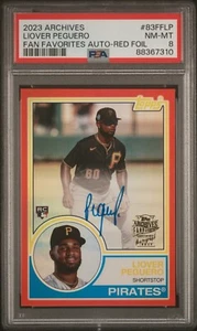 Liover Peguero 2023 Topps Archives Red Foil /10 RC ROOKIE AUTO PIRATES PSA 8 - Bild 1 von 2