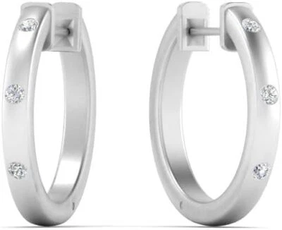 Conjunto de aretes tipo argolla de oro con diamantes de corte redondo cultivados en laboratorio de 1/3 quilate Foto 1 de 4