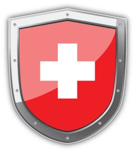 Adesivo decalcomania paraurti auto scudo lucido bandiera mondiale Svizzera - ''TAGLIE'' - Foto 1 di 1