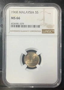 MALAYSIA  1968 5 CENT COIN NGC  MS66. - Picture 1 of 4