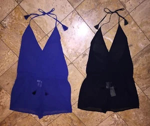 Nwt Michael Kors Durchsichtig Blau Schwarz Badeanzug Bedeckung Shorts Strampler - Picture 1 of 12