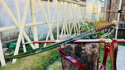 36" blade Hand-Forged Replica Dussack sword-Full Tang Rosewood Handle with Brass - Image 1 of 4