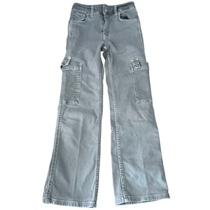 Zara Girls Size 9 green Stretch Cargo Jeans - Picture 1 of 9