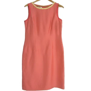 Talbots Damen 10 korallenrosa gelb ärmellos Seidenkleid elegant klassisch M - Bild 1 von 7