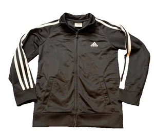 Adidas Iconic Striped Warm-Up Jacket Little Boys Size 7 Black And White - Picture 1 of 8