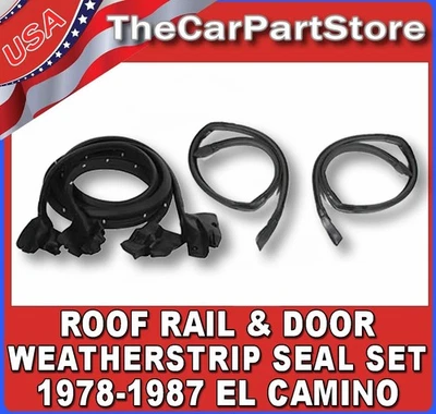 Roof Rail & Door Rubber Weatherstrip Seal Kit Set Pair For 1978-1987 El Camino - Image 1 of 2