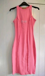 O'La Voga Ribbed Bright Pink Stretchy Dress Size Medium - Picture 1 of 13