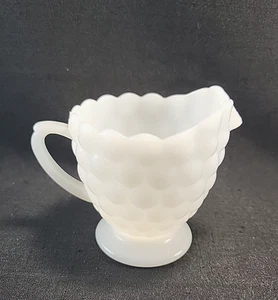 Vintage White Milk Glass Creamer Anchor Hocking Bubble Pattern 1960s  - Picture 1 of 5