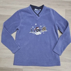 Croft & Barrow Sport Womens Purple Snowman Pullover Sweatshirt Size Small - Picture 1 of 9