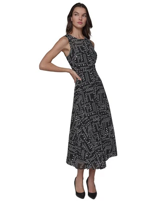 KARL LAGERFELD PARIS Women's Dress Sz 2 Round-Neck Embroidered - Image 1 of 4