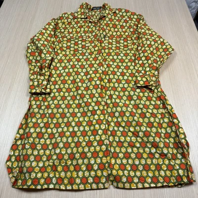 Vintage 70s Shift Dress Geometric Sansabelt Atomic Mod Psychedelic Hippie XL - Image 1 of 4