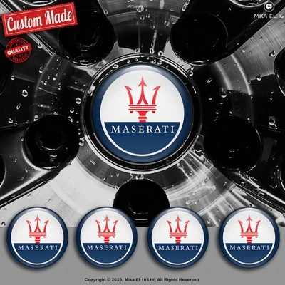 Juego de 4 calcomanías Maserati pegatinas de tapacubos centrales de silicona de gel 3D Foto 1 de 3