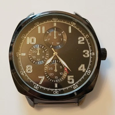 Mossimo 男式黑色不锈钢大表盘计时腕表表壳日本 Movt — 第 1/4 张图片