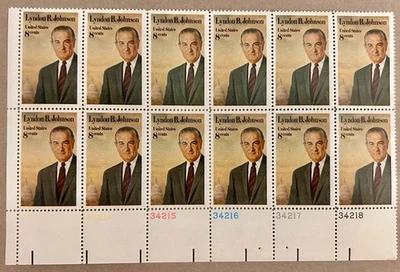 Scot#1503 Lyndon B. Johnson, 1973 Block 8¢ Stamps MNH/OG, VF/XF - Image 1 of 2