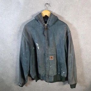 Vintage Carhartt Active Hooded Jacket Men’s XL Blue Workwear JQ243 Canvas USA - Picture 1 of 8