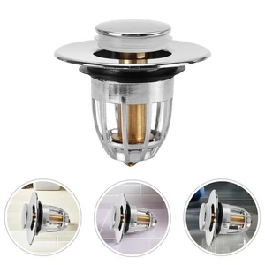 Press Type Bathroom Sink Plug Copper Strainer for Wash Basin Drainage - Picture 1 of 12