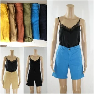 ex pantalones cortos informales de mezcla de algodón Benetton Bermudas con bolsillos - Imagen 1 de 26