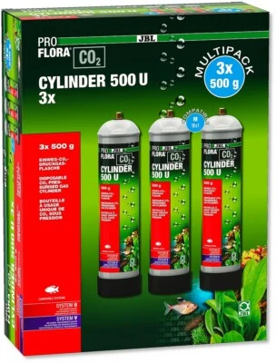 JBL PROFLORA CO2 CYLINDER 500 U 3x 500 g CO2-Einweg-Vorratsflasche für Aquarien