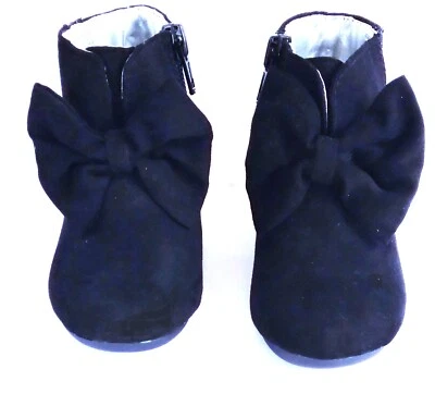 Nuevas Botas Garannimales Zapatos Niñas Niño Pequeño Negro Lazo Cremallera Lateral Pascua talla 5, 4, 3, 2 Foto 1 de 4