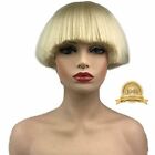 Short Yaki Straight Synthetic Wigs Blonde Mushroom Head Bowl Haircut Bob Beauty