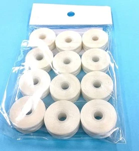 12 White Prewound Bobbins Size M Sideless Premium Machine-Wound Thread - Picture 1 of 1