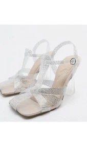 ZARA Diamante Sparkly Sandals Heels UK 5, New With Tags - Picture 1 of 9