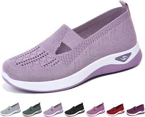 Women'S Woven Orthopedic Breathable Soft Shoes Go Walking Slip on Diabetic Foam - Picture 1 of 11