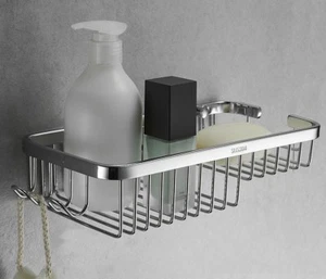 Stainless steel 304 Bathroom Soap Holder Shampoo Basket Shelf Chrome Soap Dish - Picture 1 of 8