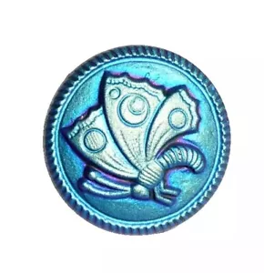 Negro con acabado AB mariposa vidrio checo con botón de vástago de metal 18 mm azul y negro - Imagen 1 de 6