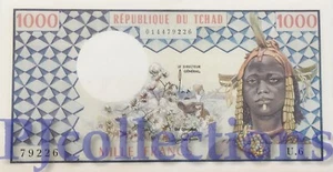 CHAD 1000 FRANCS 1978 PICK 3a AU - Picture 1 of 2