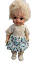 Vintage 11" Effanbee F&B Fluffy Doll Sleepy Eyes Blue Floral Skirt Dress