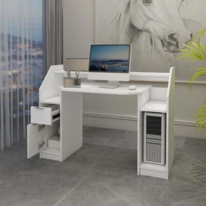 Escritorio de ordenador mesa de trabajo oficina computadora color blanco 123,2cm - Imagen 1 de 6