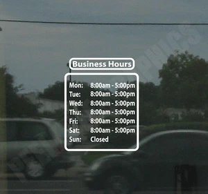 Business Hours Custom Window Door Glass Store Vinyl Decal Sign Sticker Style #7 - Picture 1 of 2