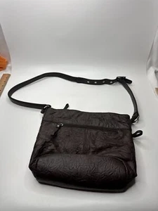 Stone & Co Dark Brown Cracked Leather Shoulder Bag Lots of Exterior Pockets - Picture 1 of 7